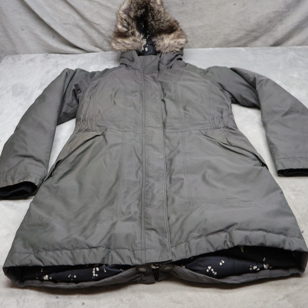 North Face Down Jacket Women Large Gray Arctic Parka Hooded Insulated Waterproof